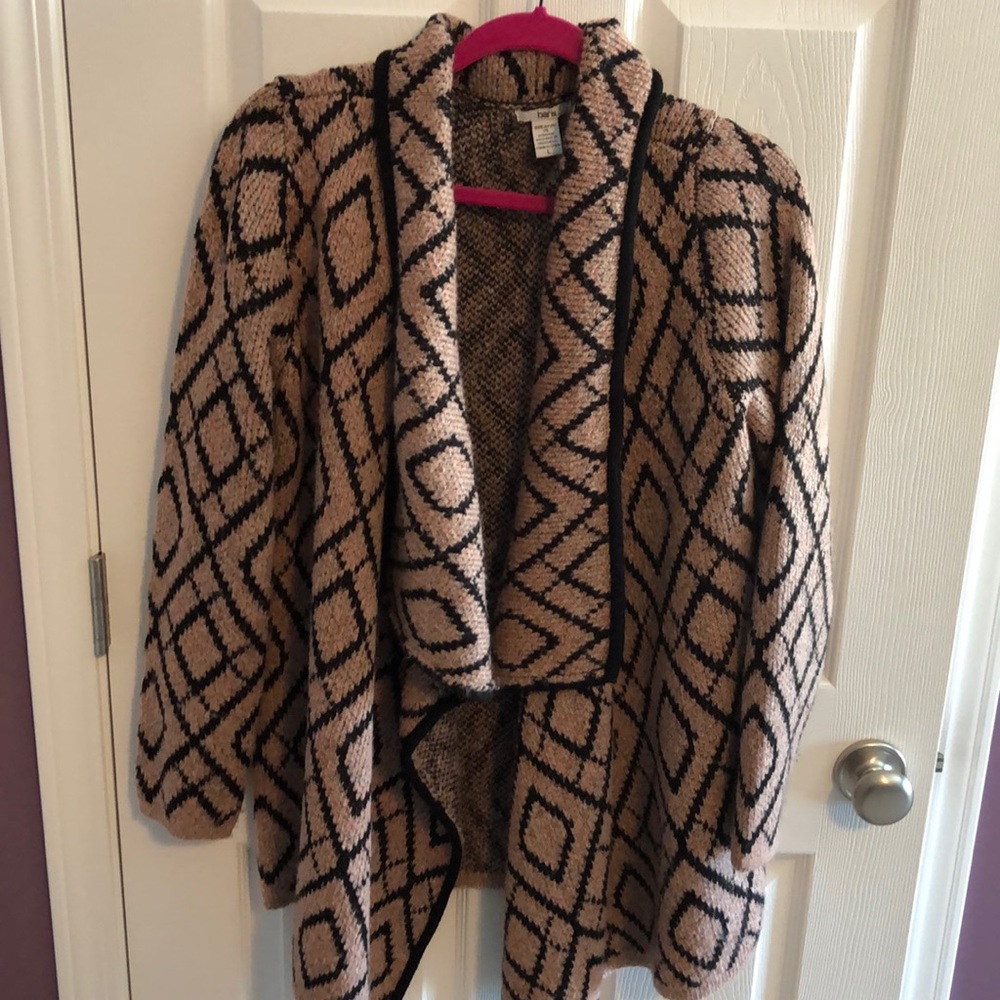 New Bar III women’s knit cardigan sweater black pink long sleeve size Large